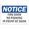 Signmission OSHA Sign, Fire Door No Parking In Front Of Door, 10in X 7in Decal, 7" W, 10" L, Landscape OS-NS-D-710-L-15662 - alternate 1
